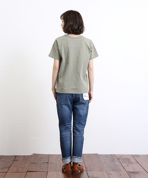 CUBE SUGAR（キューブシュガー）の「20/-天竺ポケTシャツ（Tシャツ/カットソー・レディース・ブラック/カーキ/ホワイト/ベージュ系その他・M）」の14枚目の写真