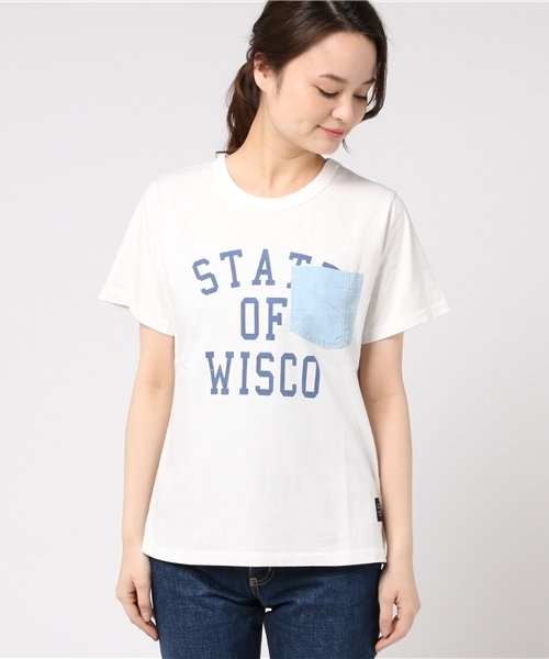 CUBE SUGAR（キューブシュガー）の「20/-天竺ポケTシャツ（Tシャツ/カットソー・レディース・ブラック/カーキ/ホワイト/ベージュ系その他・M）」の5枚目の写真