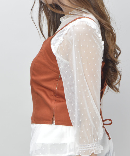 archives（アルシーヴ）の「ツイルビスチェ（シャツ/ブラウス・レディース・ベージュ/オレンジ/ブラック・MEDIUM）」の5枚目の写真