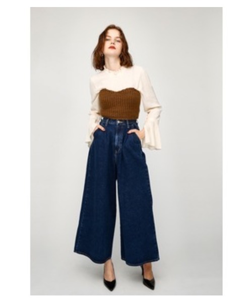 MOUSSY（マウジー）の「Lee×MOUSSY TUCK WIDE PT（デニムパンツ）」 - WEAR