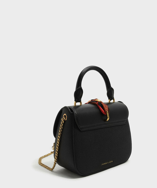 CHARLES & KEITH(チャールズ & キース)の「スカーフバックルハンドバッグ / SCARF BUCKLE HANDBAG(ハンドバッグ・レディース・ブラック/ライトブラウン・M)」の9枚目の写真