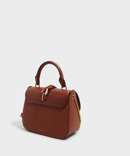 CHARLES & KEITH(チャールズ & キース)の「スカーフバックルハンドバッグ / SCARF BUCKLE HANDBAG(ハンドバッグ・レディース・ブラック/ライトブラウン・M)」の4枚目の写真
