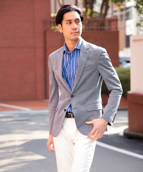 MICHEL KLEIN HOMME (ミッシェルクランオム)の「ジャケット(セオαラミーテックジャージー)(テーラードジャケット・メンズ・ネイビー/グレー・LARGE/X-LARGE/XX-LARGE/MEDIUM/SMALL)」の1枚目の写真