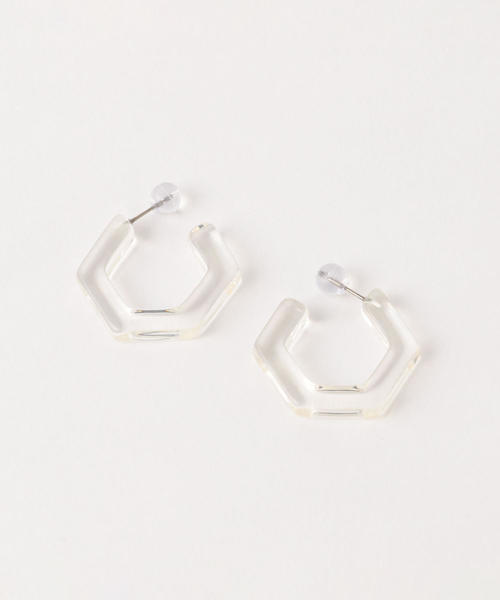 BEAUTY&YOUTH UNITED ARROWS(ビューティーアンドユースユナイテッドアローズ)の「BY カラーサークルピアス ◆(ピアス(両耳用)・レディース・オリーブ/ホワイト/ブラウン・FREE)」の2枚目の写真