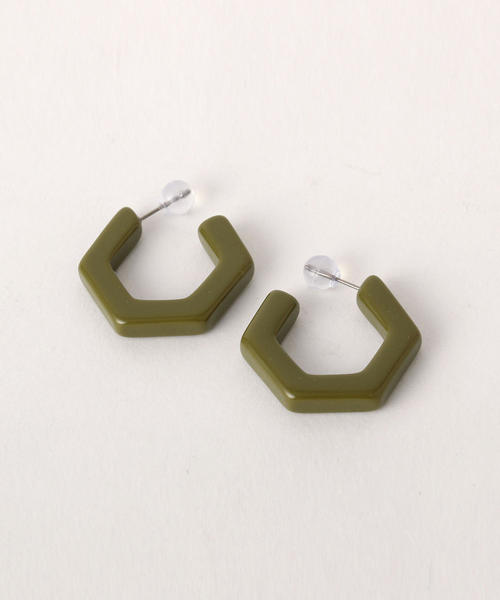 BEAUTY&YOUTH UNITED ARROWS(ビューティーアンドユースユナイテッドアローズ)の「BY カラーサークルピアス ◆(ピアス(両耳用)・レディース・オリーブ/ホワイト/ブラウン・FREE)」の3枚目の写真