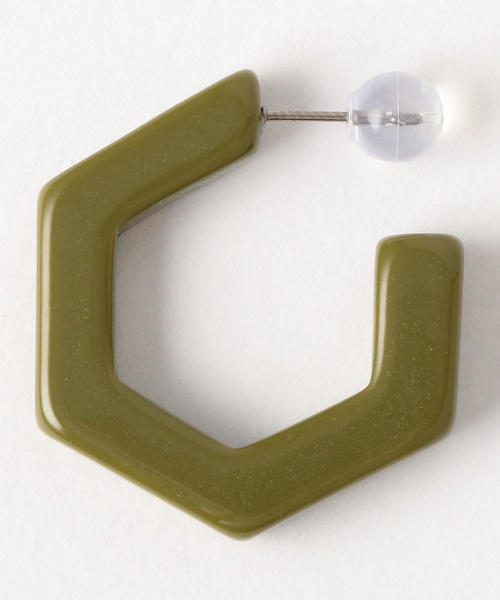 BEAUTY&YOUTH UNITED ARROWS(ビューティーアンドユースユナイテッドアローズ)の「BY カラーサークルピアス ◆(ピアス(両耳用)・レディース・オリーブ/ホワイト/ブラウン・FREE)」の4枚目の写真