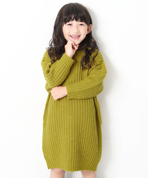 devirock(デビロック)の「畦編みニットワンピース セーター(ワンピース・キッズ・ベージュ/モカ/ラベンダー/イエロー系その他/ワイン・130cm/140cm/120cm/150cm/160cm/110cm/100cm)」の4枚目の写真