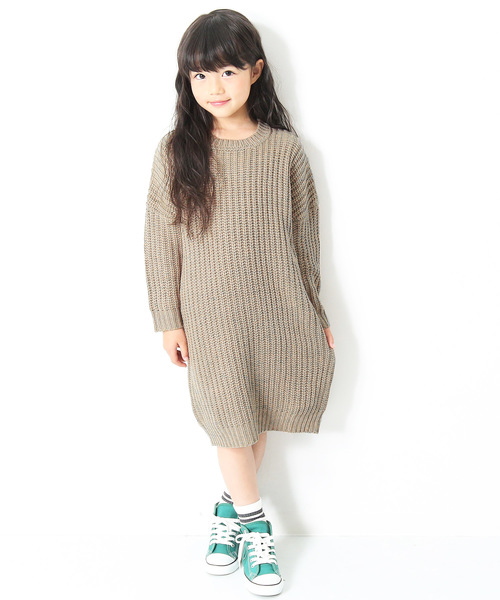 devirock(デビロック)の「畦編みニットワンピース セーター(ワンピース・キッズ・ベージュ/モカ/ラベンダー/イエロー系その他/ワイン・130cm/140cm/120cm/150cm/160cm/110cm/100cm)」の7枚目の写真