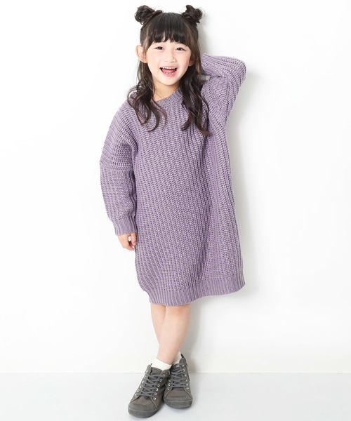 devirock(デビロック)の「畦編みニットワンピース セーター(ワンピース・キッズ・ベージュ/モカ/ラベンダー/イエロー系その他/ワイン・130cm/140cm/120cm/150cm/160cm/110cm/100cm)」の8枚目の写真