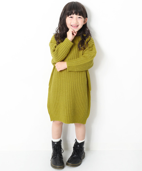 devirock(デビロック)の「畦編みニットワンピース セーター(ワンピース・キッズ・ベージュ/モカ/ラベンダー/イエロー系その他/ワイン・130cm/140cm/120cm/150cm/160cm/110cm/100cm)」の9枚目の写真