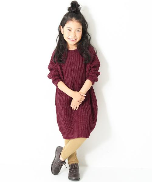 devirock(デビロック)の「畦編みニットワンピース セーター(ワンピース・キッズ・ベージュ/モカ/ラベンダー/イエロー系その他/ワイン・130cm/140cm/120cm/150cm/160cm/110cm/100cm)」の10枚目の写真