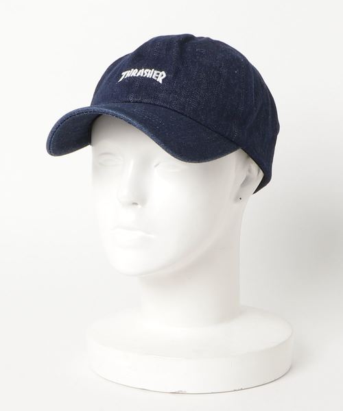 THRASHER（スラッシャー）の「MAG LOGO DAD CAP/スラッシャー 帽子 ローキャップ（キャップ・メンズ・ホワイト/ブラック/インディゴブルー/ダークインディゴブルー/カーキ/ベージュ・FREE）」の6枚目の写真