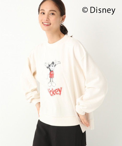 GLOBAL WORK（グローバルワーク）の「MICKEY MOUSE/リメイクフウプルオーバー WOMEN/814132（スウェット・レディース・ホワイト/チャコールグレー/レッド・MEDIUM/LARGE）」の2枚目の写真