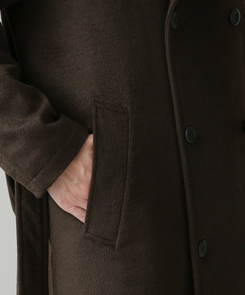 NANO universe（ナノユニバース）の「ワイドラペルウール混トレンチ（トレンチコート・メンズ・ブラウン/カーキ・SMALL/MEDIUM/LARGE）」の4枚目の写真