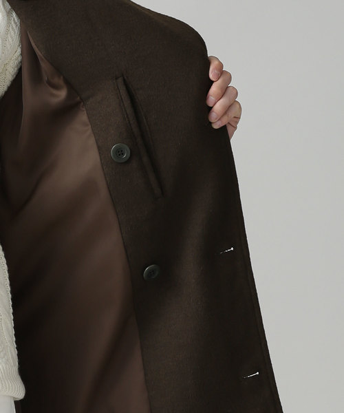 NANO universe（ナノユニバース）の「ワイドラペルウール混トレンチ（トレンチコート・メンズ・ブラウン/カーキ・SMALL/MEDIUM/LARGE）」の5枚目の写真