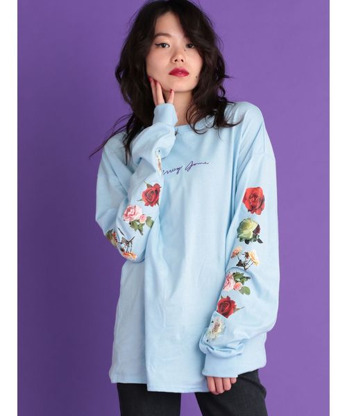 jouetie（ジュエティ）の「ラメローズロンT（Tシャツ/カットソー・レディース・ライトブルー/ブラック/オフホワイト/ピンク・MEDIUM）」の4枚目の写真