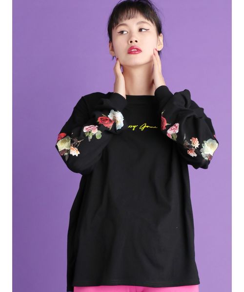 jouetie（ジュエティ）の「ラメローズロンT（Tシャツ/カットソー・レディース・ライトブルー/ブラック/オフホワイト/ピンク・MEDIUM）」の3枚目の写真