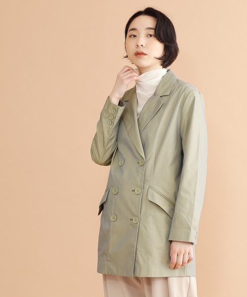 merlot plus(メルロープリュス)の「光沢ダブルボタンテーラージャケット079-7074(テーラードジャケット)」|グリーン