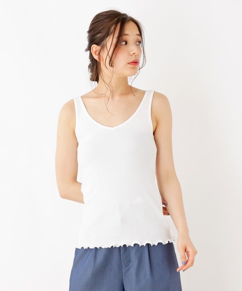 grove（グローブ）の「メローリブタンクトップ（タンクトップ・レディース・ブラック/アイボリー/ナチュラル・02/03）」の2枚目の写真