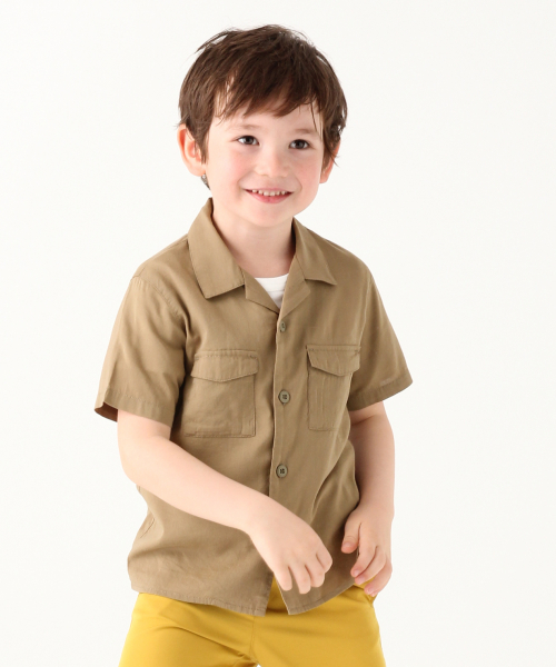 GLOBAL WORK（グローバルワーク）の「【キッズ】カイキンアウトポケシャツ半袖/830264（シャツ/ブラウス・キッズ・ベージュ/ブラック・SMALL/LARGE/X-LARGE/MEDIUM/XX-LARGE）」の2枚目の写真