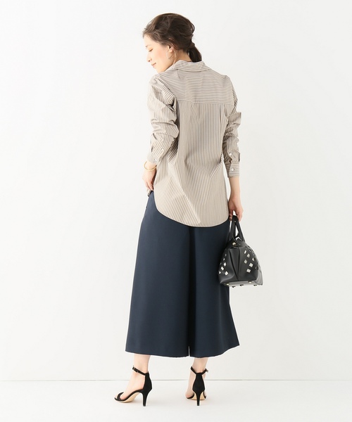 美品 IENA リヨセル ストライプ オーバーシャツ 36 ライトブルー イエナ KL4BSQHB76 IENA（イエナ）の「ラミーリヨセルタックオーバーシャツ