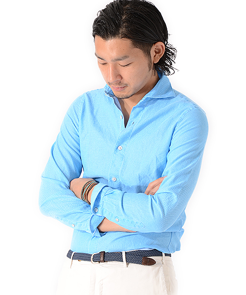 BRILLA per il gusto(ブリッラペルイルグースト)の「Finamore / “EDUARDO”ハニカムカッタウェイ(シャツ/ブラウス・メンズ・グリーン/ブルー系その他/ロイヤルブルー・MEDIUM/SMALL/LARGE/X-SMALL)」の3枚目の写真