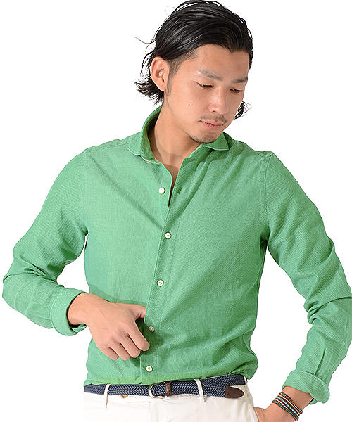 BRILLA per il gusto(ブリッラペルイルグースト)の「Finamore / “EDUARDO”ハニカムカッタウェイ(シャツ/ブラウス・メンズ・グリーン/ブルー系その他/ロイヤルブルー・MEDIUM/SMALL/LARGE/X-SMALL)」の1枚目の写真