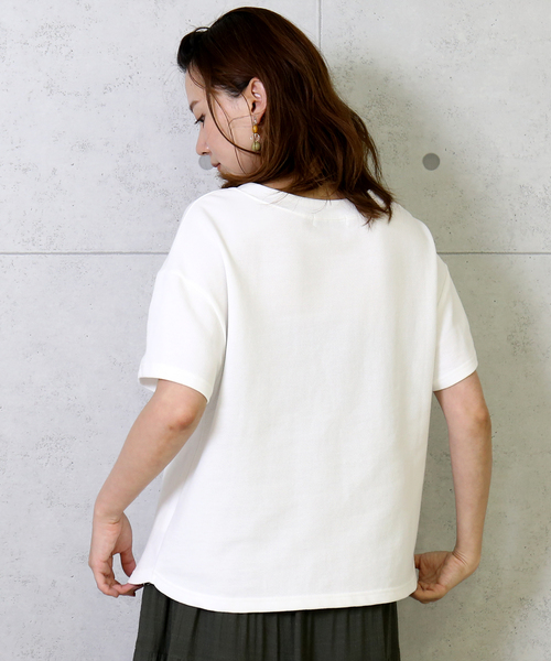 n'ee-ne（ネーネ）の「コットン鹿の子Tシャツ（Tシャツ/カットソー・レディース・オフホワイト/ブラック/ベージュ・M）」の10枚目の写真