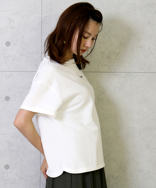 n'ee-ne（ネーネ）の「コットン鹿の子Tシャツ（Tシャツ/カットソー・レディース・オフホワイト/ブラック/ベージュ・M）」の20枚目の写真