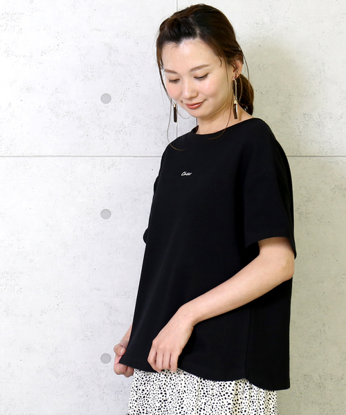 n'ee-ne（ネーネ）の「コットン鹿の子Tシャツ（Tシャツ/カットソー・レディース・オフホワイト/ブラック/ベージュ・M）」の4枚目の写真