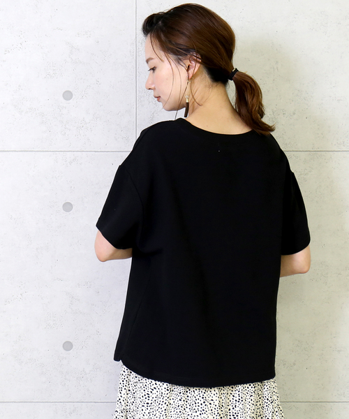 n'ee-ne（ネーネ）の「コットン鹿の子Tシャツ（Tシャツ/カットソー・レディース・オフホワイト/ブラック/ベージュ・M）」の14枚目の写真