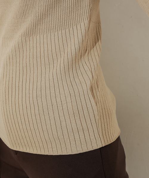 natural couture（ナチュラルクチュール）の「ワンショル風アシメVネックニット（ニット/セーター・レディース・ブラック/ベージュ/ブラウン/レンガ・FREE）」の19枚目の写真