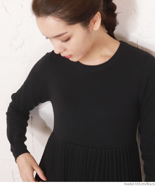 ウエスト切り替えAラインニットワンピース（ワンピース）｜coca（coca