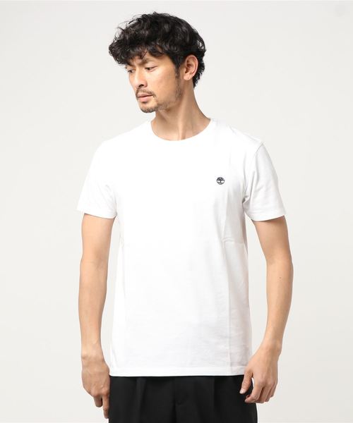 Timberland ティンバーランド の メンズ 半袖 ダンスタン リバー クルー スリム ティー ホワイト Tシャツ カットソー Wear