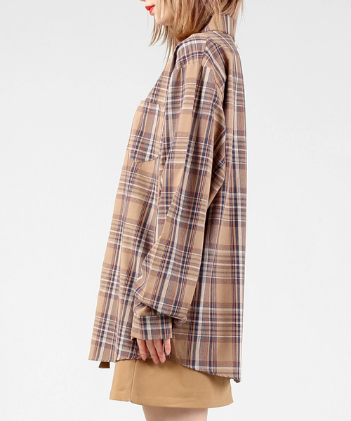 DING(ディング)の「DING/チェックシャツ(シャツ/ブラウス・レディース・ベージュ/ブルー/ブラウン・FREE)」の14枚目の写真