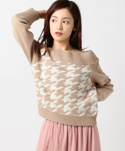 セール チドリ柄ふんわりニット ニット セーター Lodispotto