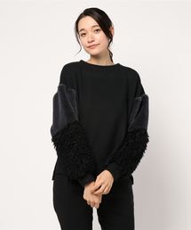 サカリバ起毛フェイクファースリーブプルオーバーカットソー