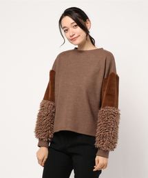 サカリバ起毛フェイクファースリーブプルオーバーカットソー
