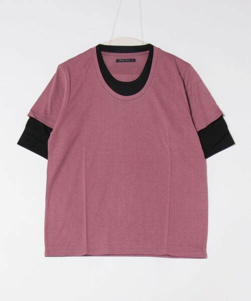 NO WAY(ノーウェイ)の「/Bl/5分袖フェイクカットソー 無地(Tシャツ/カットソー・レディース・キャメル/スモークピンク/チャコールグレー/ネイビー/ホワイト/ブラック・MEDIUM/X-LARGE/LARGE)」の8枚目の写真