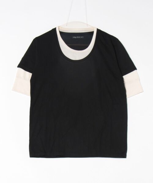 NO WAY(ノーウェイ)の「/Bl/5分袖フェイクカットソー 無地(Tシャツ/カットソー・レディース・キャメル/スモークピンク/チャコールグレー/ネイビー/ホワイト/ブラック・MEDIUM/X-LARGE/LARGE)」の4枚目の写真