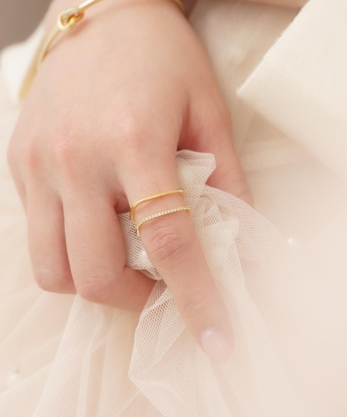 ANOH（アノー）の「【silver925】スクエアWラインリング（リング・レディース・ピンクゴールド/シルバー/ゴールド・FREE）」の2枚目の写真