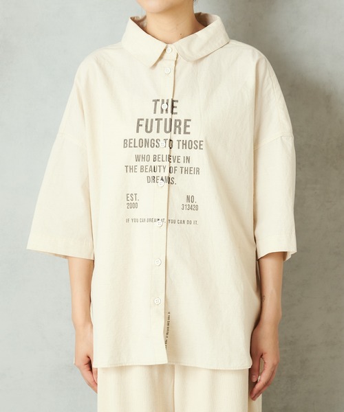 PUAL CE CIN（ピュアルセシン）の「プリントシャツ（シャツ/ブラウス・レディース・ベージュ/チャコールグレー/ナチュラル・FREE）」の4枚目の写真