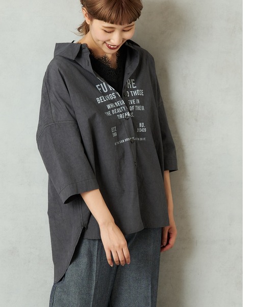 PUAL CE CIN（ピュアルセシン）の「プリントシャツ（シャツ/ブラウス・レディース・ベージュ/チャコールグレー/ナチュラル・FREE）」の22枚目の写真