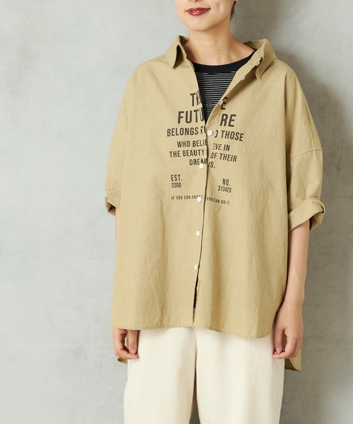 PUAL CE CIN（ピュアルセシン）の「プリントシャツ（シャツ/ブラウス・レディース・ベージュ/チャコールグレー/ナチュラル・FREE）」の17枚目の写真