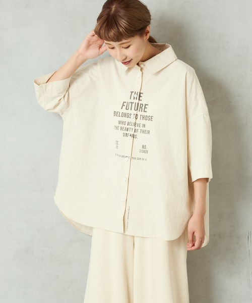 PUAL CE CIN（ピュアルセシン）の「プリントシャツ（シャツ/ブラウス・レディース・ベージュ/チャコールグレー/ナチュラル・FREE）」の12枚目の写真