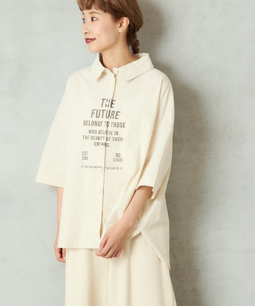 PUAL CE CIN（ピュアルセシン）の「プリントシャツ（シャツ/ブラウス・レディース・ベージュ/チャコールグレー/ナチュラル・FREE）」の13枚目の写真