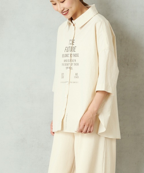 PUAL CE CIN（ピュアルセシン）の「プリントシャツ（シャツ/ブラウス・レディース・ベージュ/チャコールグレー/ナチュラル・FREE）」の14枚目の写真