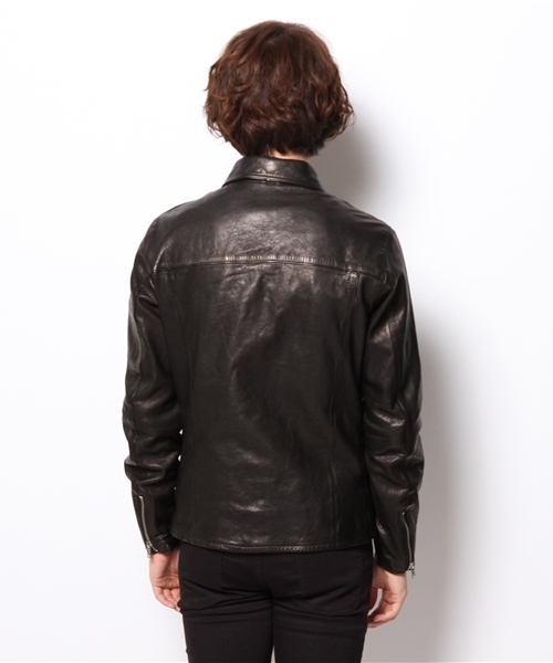 HYSTERIC GLAMOUR（ヒステリックグラマー）の「ラムレザーシングルライダースJK（ブルゾン・メンズ・ネイビー/ブラック・MEDIUM/SMALL/LARGE）」の7枚目の写真