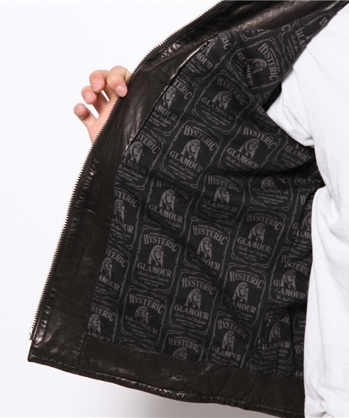 HYSTERIC GLAMOUR（ヒステリックグラマー）の「ラムレザーシングルライダースJK（ブルゾン・メンズ・ネイビー/ブラック・MEDIUM/SMALL/LARGE）」の12枚目の写真