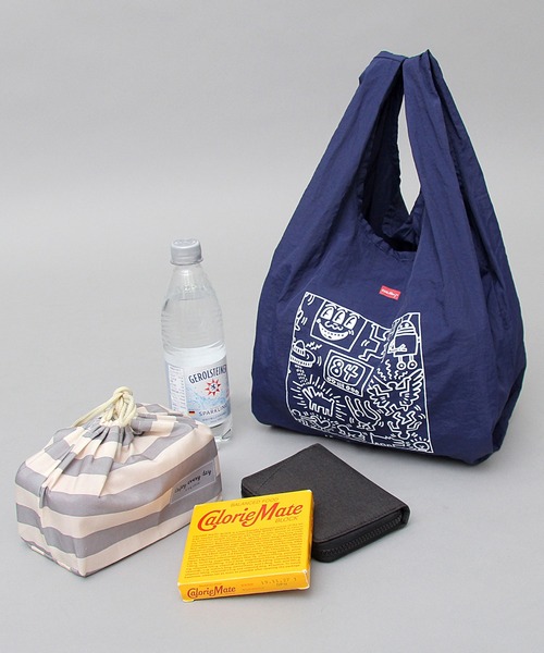 犬 パッカブルトート Haring Keith ソフトナイロン Heart エコバッグ サブバッグ M バッグ 犬 Haring キース ヘリング のファッション Keith エコバッグ キースへリング